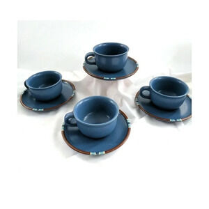 Dansk Mesa Blue Lot 4 cups and saucers Pottery Made in Japan